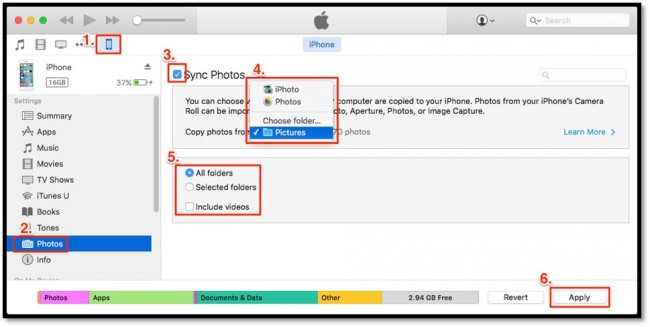 Sync Photos from Computer to iPhone - using itunes
