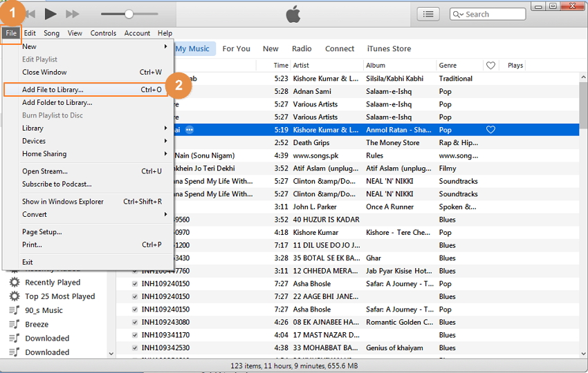 Outil basique de transfert de PC vers iPhone : iTunes