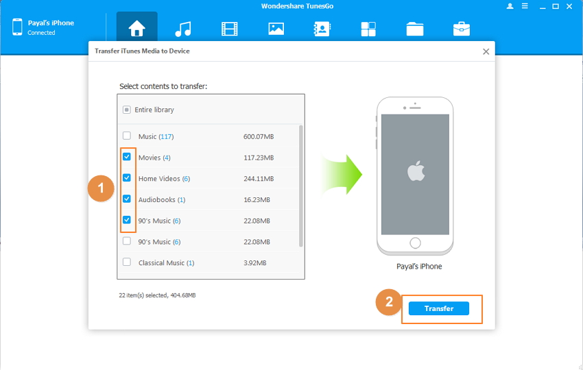 Sincronizza iTunes per iPhone con TunesGo