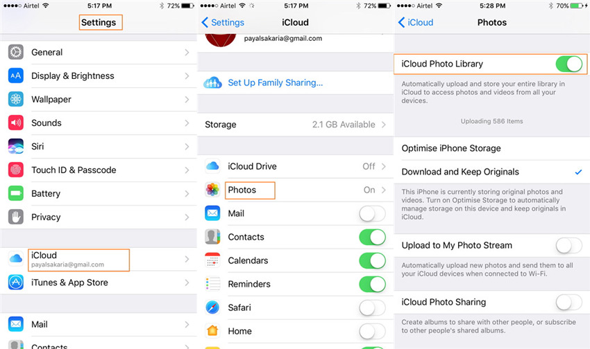 Transférer des vidéos de l'iPhone vers iTunes en utilisant la photothèque d'iCloud 