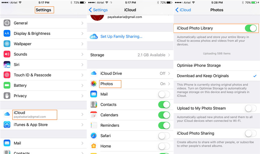 Transfiera videos del iPhone a iTunes usando Biblioteca de Fotos de iCloud