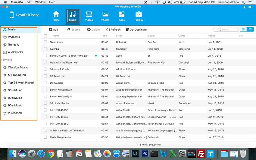 Copiare musica da iPhone su Mac