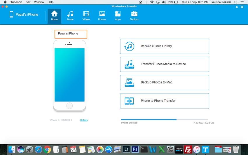 Transfert depuis Mac vers iPhone à l'aide de TunesGo