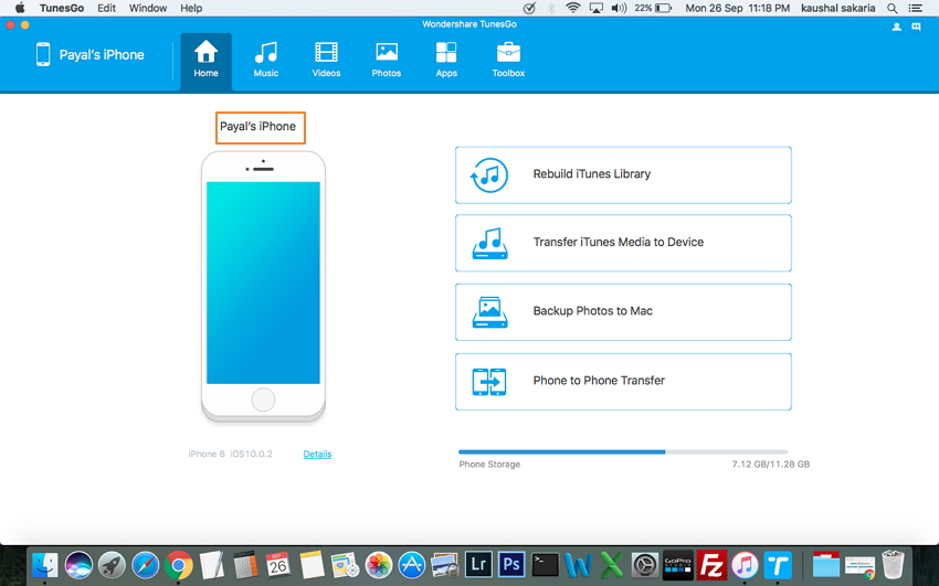 Respalda Datos de iPhone a Mac con TunesGo (Mac)