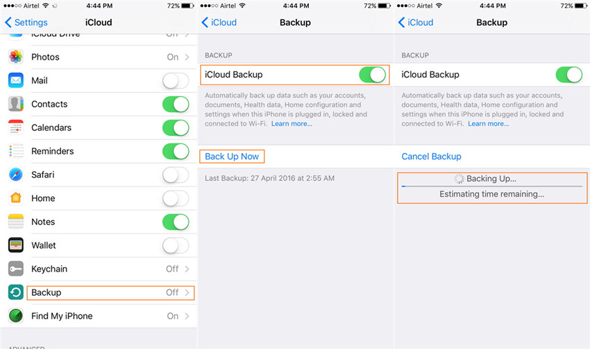 manual iphone backup