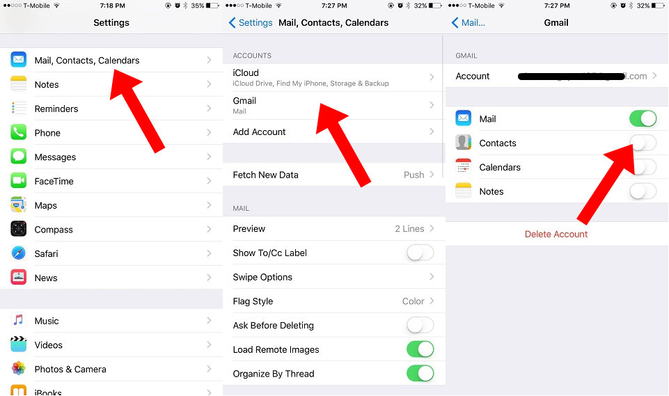 Transfer contacts from Galaxy to iPhone via Gmail Account