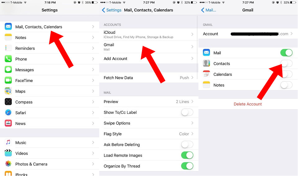 Transférer des contacts du Galaxy vers l'iPhone via le compte Gmail