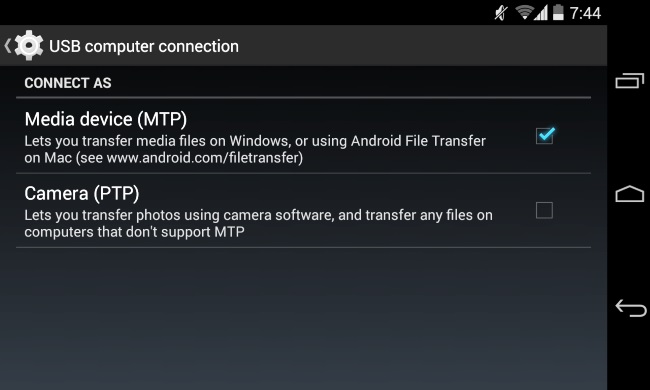 transfert de fichiers android