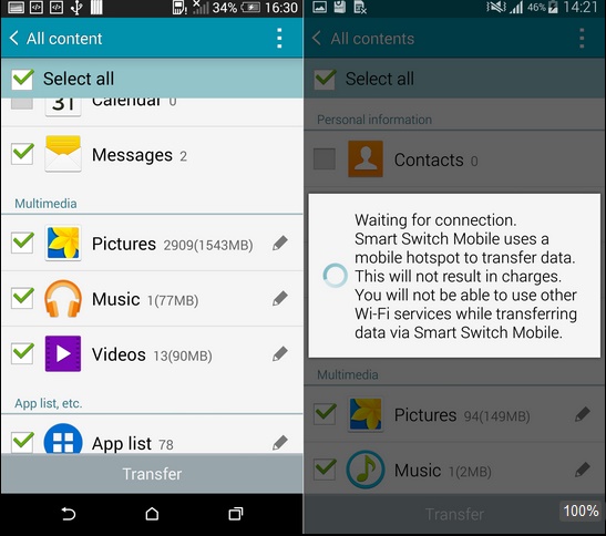 transfer contacts from samsung to samsung via smart switch