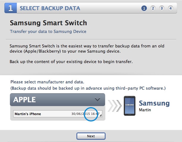 iPhone to Galaxy S7/S6/S5 contacts smart switch