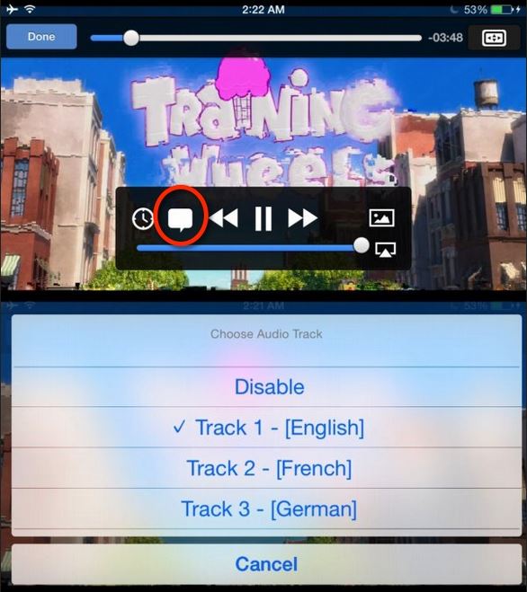 Tips voor VLC voor iPhone - verander de audio tracks