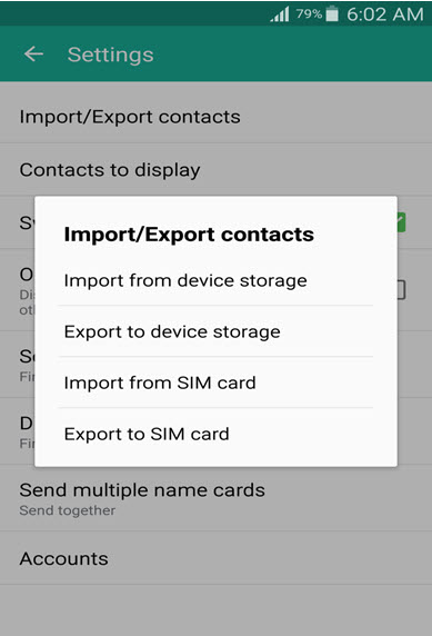 import contacts to samsung galaxy s6