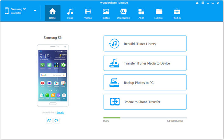 Importer des photos/vidéos vers le galaxy s6