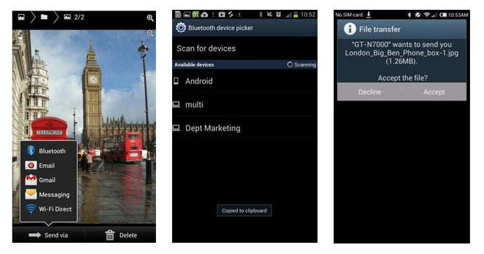 Transférer des photos Android via Bluetooth