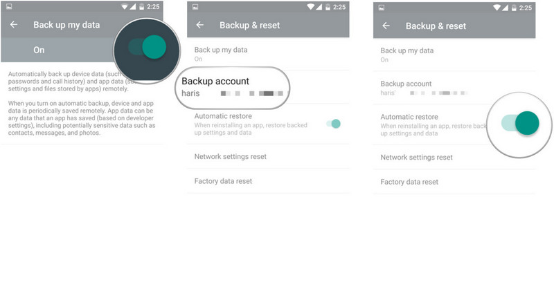 how to backup android to googel account