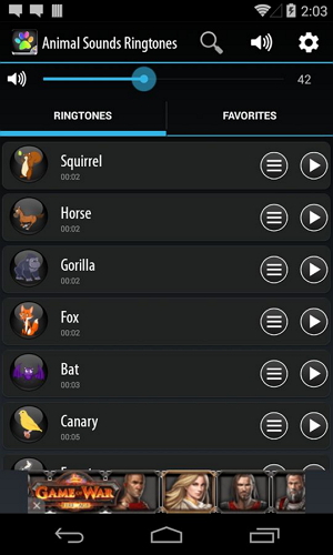 free ringtones app for android with Animal Sounds and Ringtones