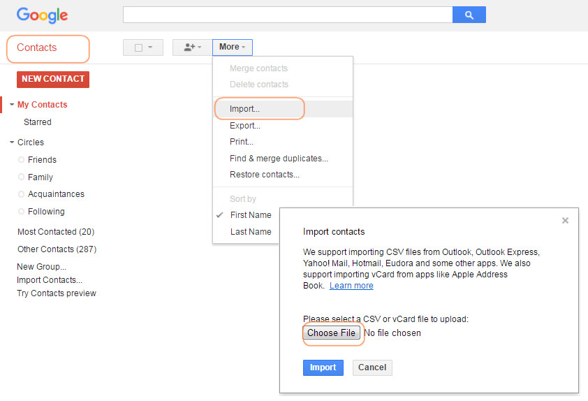 Sync Contacts to Gmail