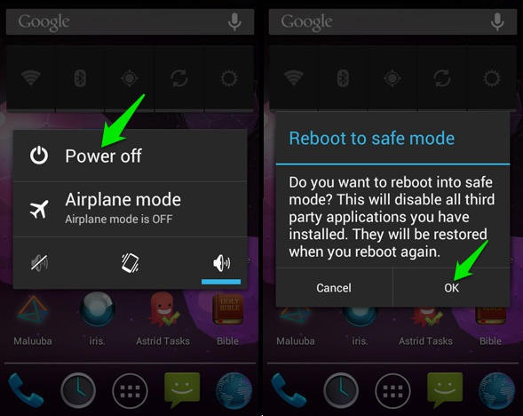 Put your device in safe mode to get rid of android malware