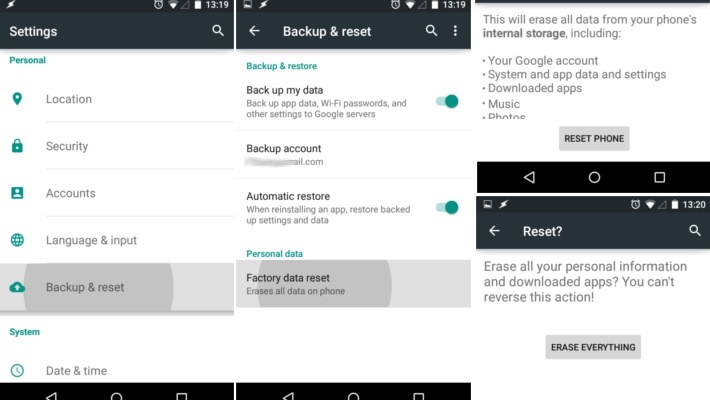 Reset Android Device to Factory Settings