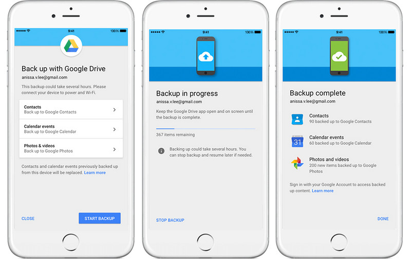 FreeiPhone to Android Transfer App - Google Drive Start Backup