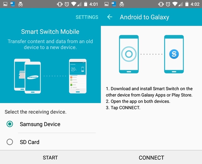 how to sync Samsung Galaxy S7, S6, S5 to S8 with Samsung Smart Switch