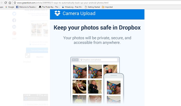 backup android photos with Dropbox