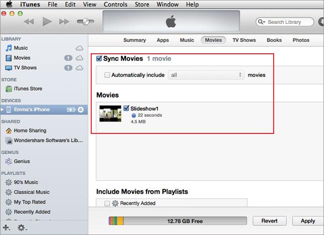 sincronizar videos do mac para o iphone com o itunes