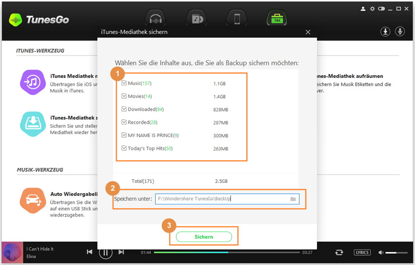iTunes Mediathek Backup/Wiederherstellen