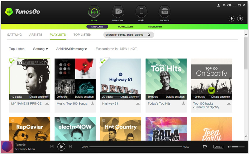 Musik/Playlisten direkt von TunesGo auf iTunes herunterladen