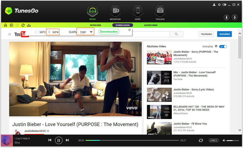 Musik von YouTube/Websites auf iTunes herunterladen