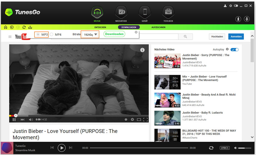 Musik von YouTube/Websites auf iTunes herunterladen