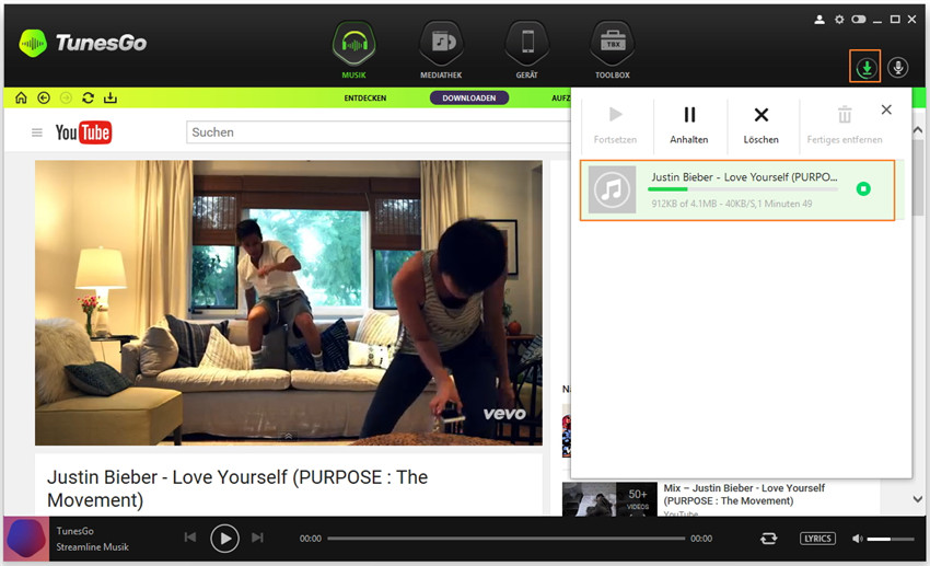 Musik von YouTube/Websites auf iTunes herunterladen