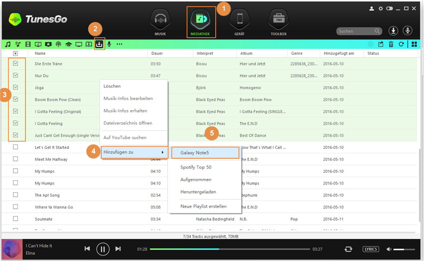 Musik von YouTube/Webseite auf ein Android-Gerät laden