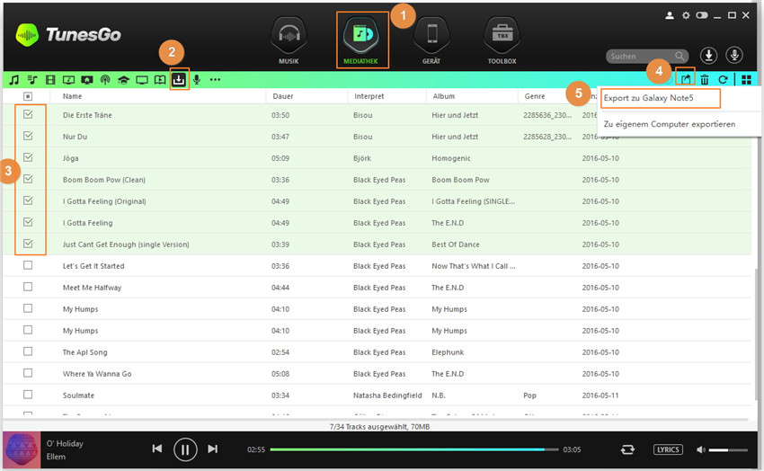 Musik von YouTube/Webseite auf ein Android-Gerät laden