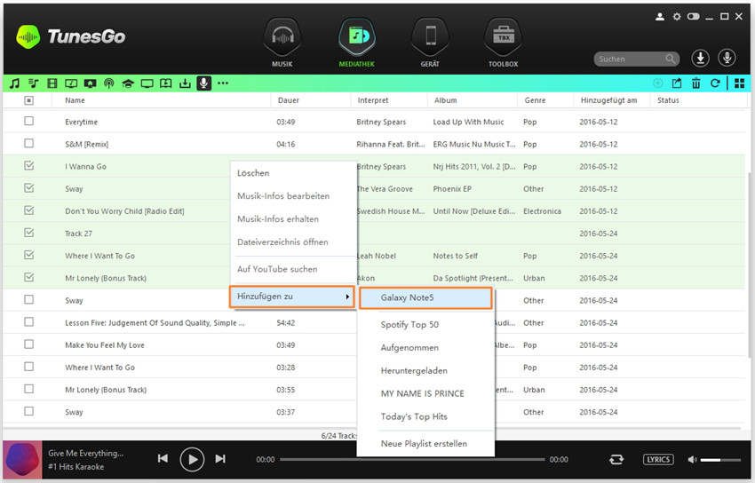 Musik von Spotify/Streamingseiten aufnehmen und auf ein Android-Gerät übertragen