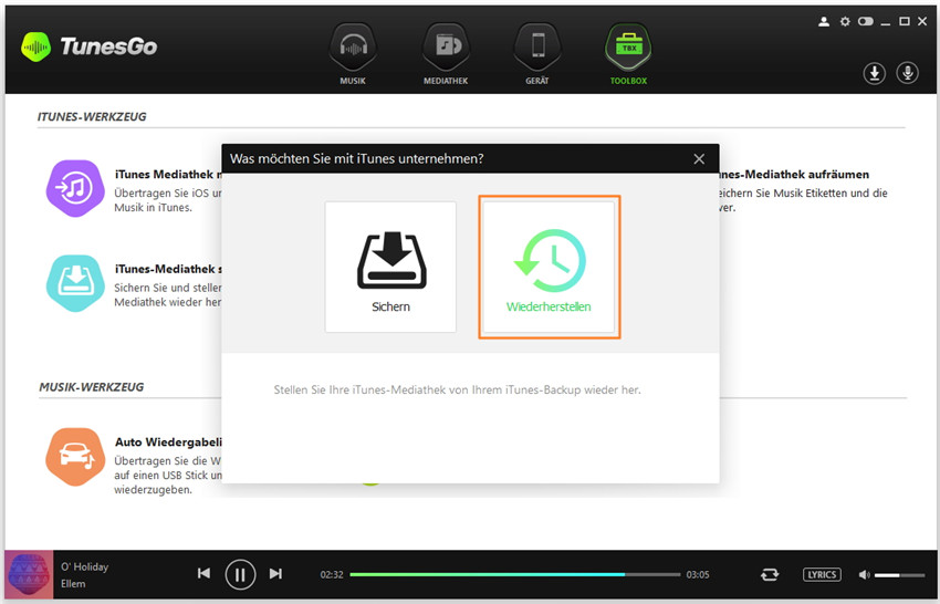 iTunes Mediathek Backup/Wiederherstellen