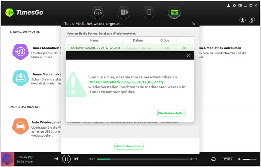 iTunes Mediathek Backup/Wiederherstellen