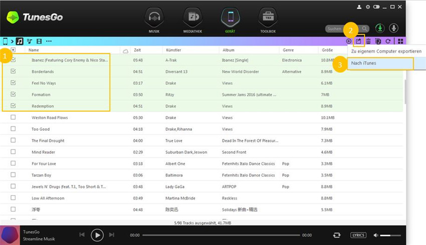 Musik vom iPhone/iPad/iPod zu iTunes übertragen