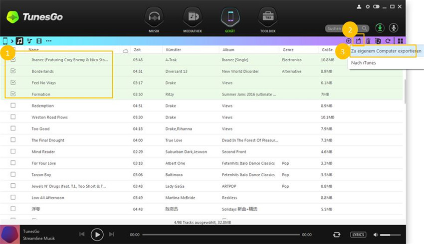 Musik von iPhone/iPad/iPod zu PC/Mac übertragen