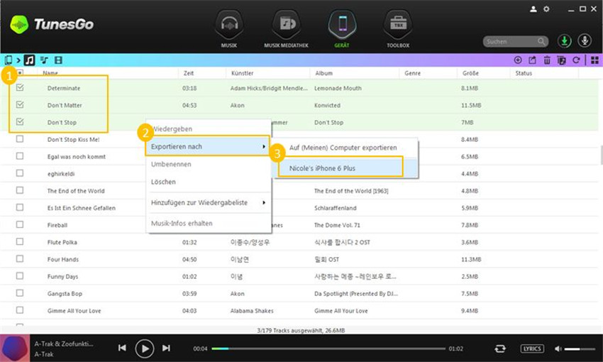 Musik vom Android zum iPhone/iPad/iPod übertragen