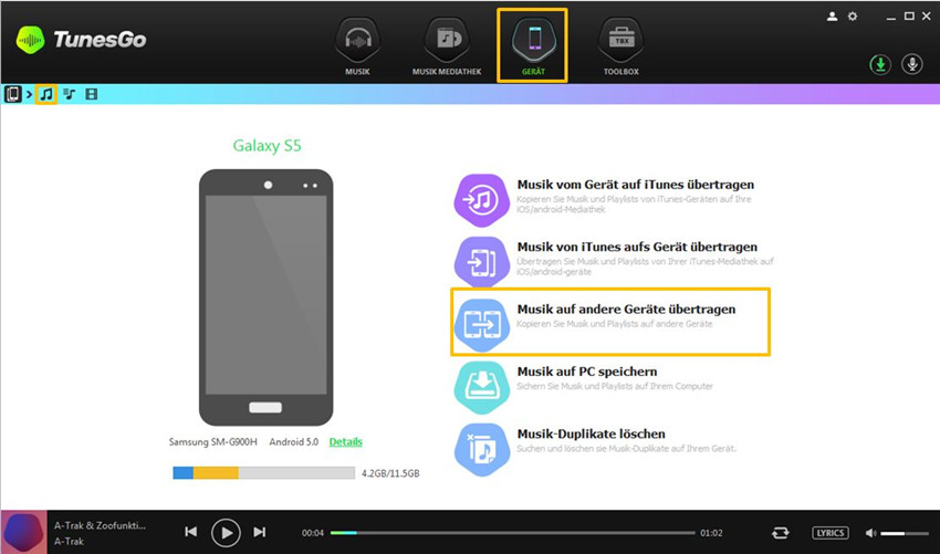 Musik vom Android zum iPhone/iPad/iPod übertragen