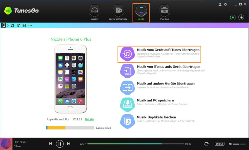 Musik vom Android-Gerät auf iTunes übertragen