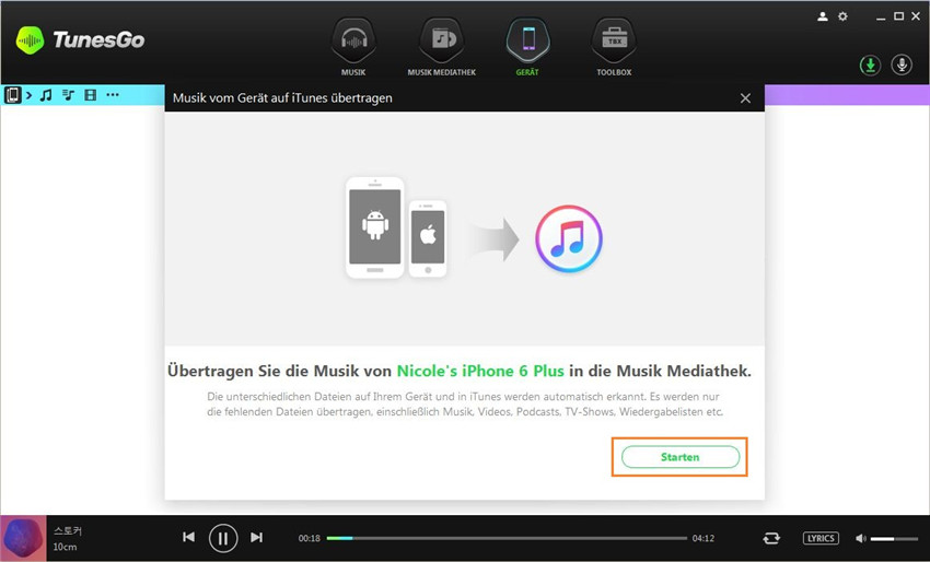 Musik vom Android-Gerät auf iTunes übertragen