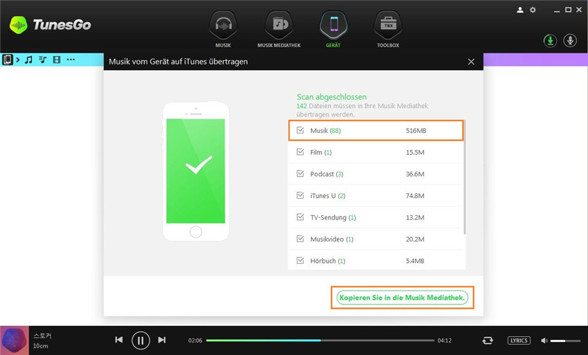 Musik vom Android-Gerät auf iTunes übertragen
