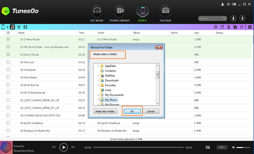 Musik vom Android-Gerät auf PC/Mac übertragen