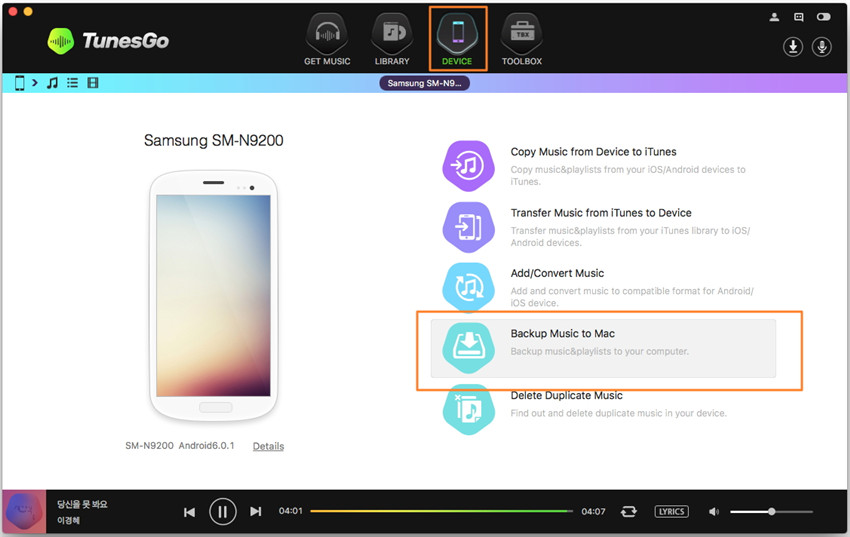 Musik vom Android-Gerät auf PC/Mac übertragen