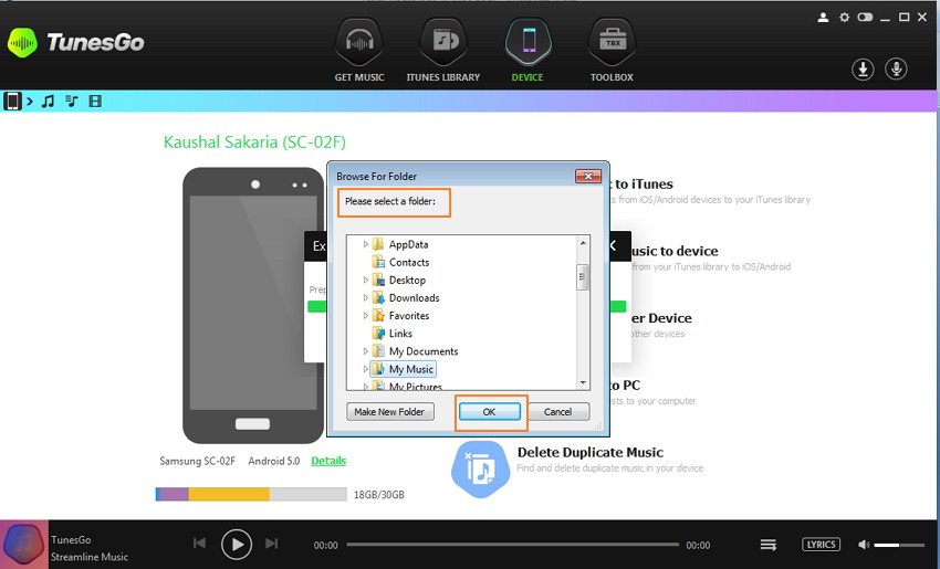 Musik vom Android-Gerät auf PC/Mac übertragen