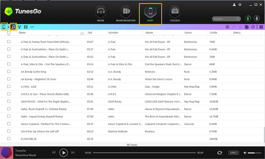 Musik vom iPhone/iPad/iPod auf Android Gerät übertragen