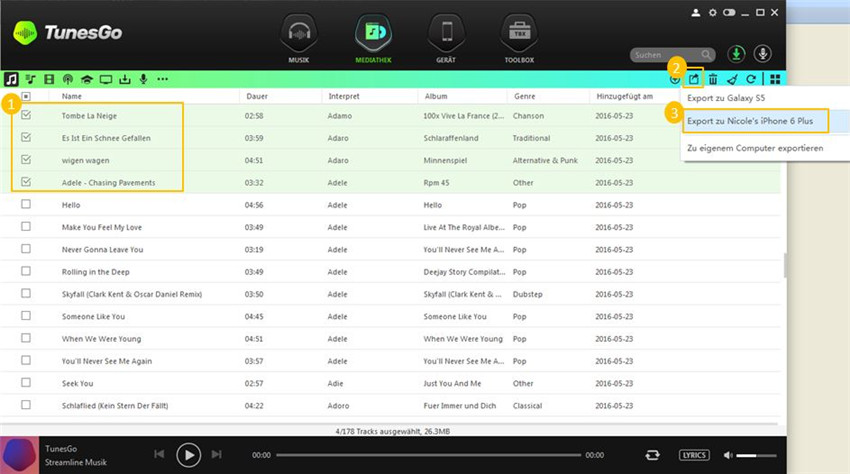 Musik von iTunes zu iPhone/iPad/iPod übertragen