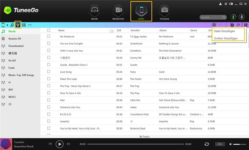 Musik von PC/Mac auf iPhone/iPad/iPod übertragen